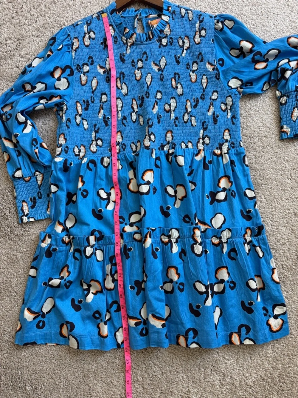 Briton Court NWT Blue Leopard Smocked Tiered Mini Dress Boho XL - Picture 11 of 13